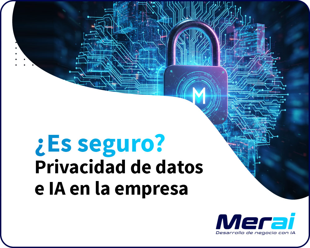 Representación visual de un candado digital protegiendo circuitos de inteligencia artificial y bases de datos - Merai