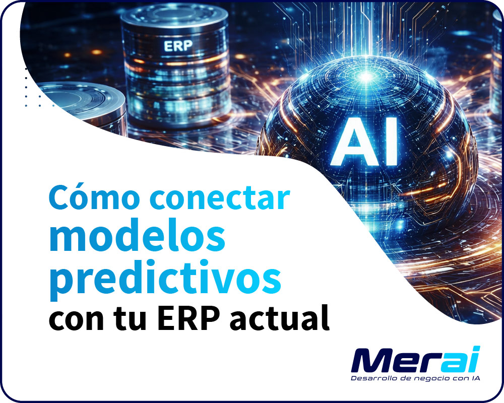 Esquema técnico de integración entre una base de datos ERP y un núcleo de inteligencia artificial predictiva - Merai